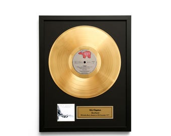 Eric Clapton – Slowhand – Gold Vinyl LP Record Album Wall Art – Framed Music Decor