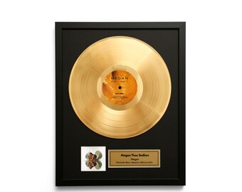 Megan Thee Stallion – Megan – Gold Vinyl LP Record Album Wall Art – Framed Music Decor