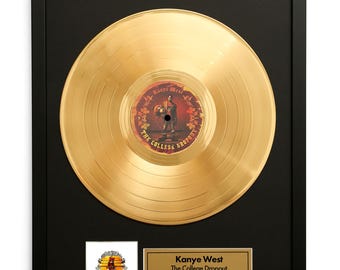 Kanye West – The College Dropout – Gold Vinyl LP Record Album Wall Art – Framed Music Decor