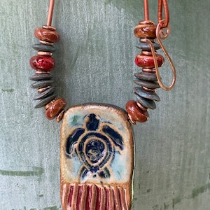 Sea Turtle Tales Copper and Stoneware Necklace