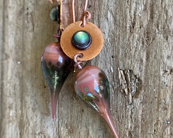 Amazonian Dreams Lampwork Glass and Copper Dangles