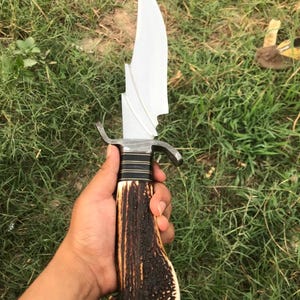 Handmade D2 Steel Hunting Bowie Knife, Stacked Leather Handle, Anniversary Gift Best Gift For Him