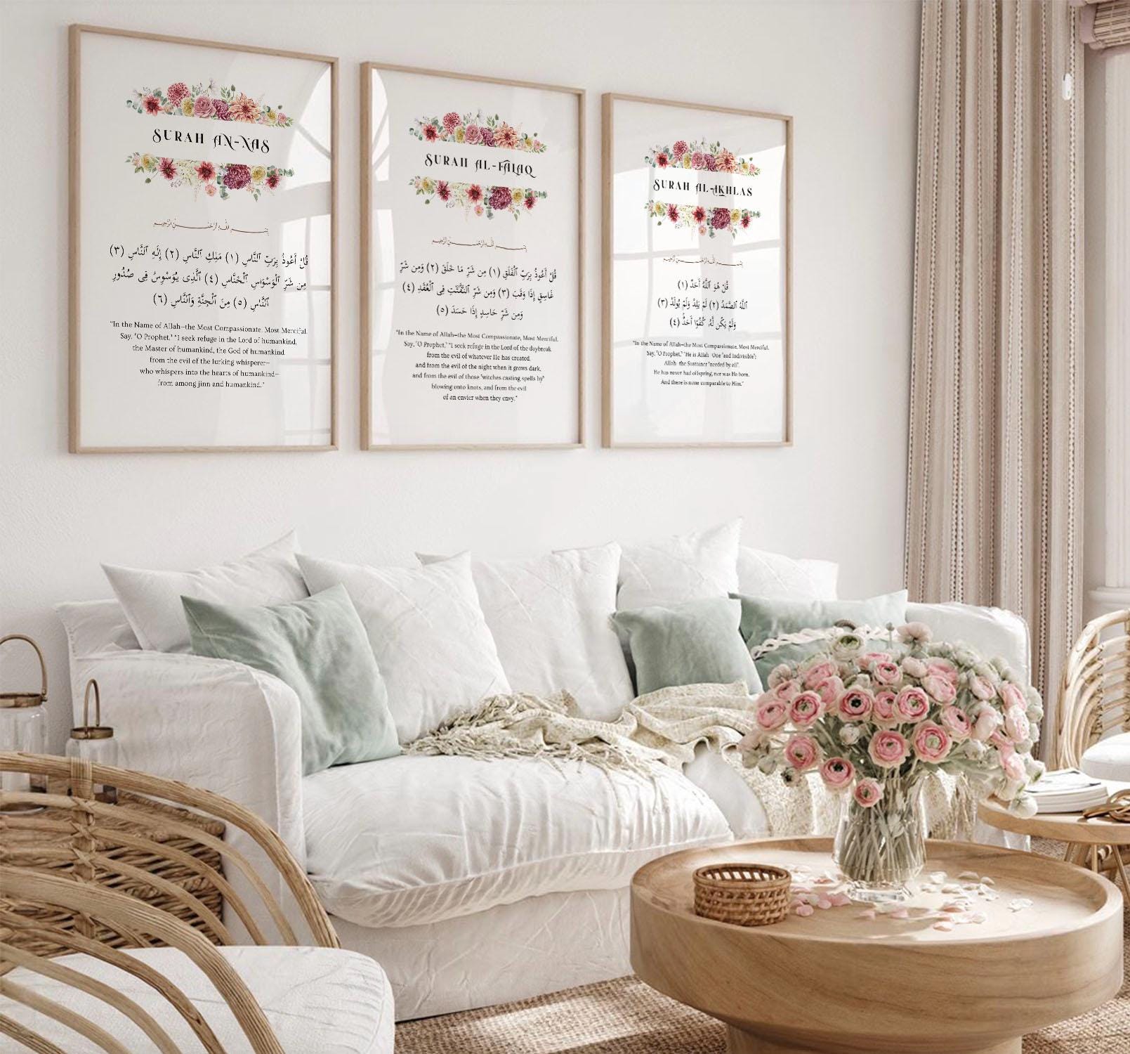 3 Quls Surah Al Ikhlas, Al Falaq, an Nas, Islamic Wall Art Set, Modern ...
