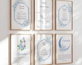 Ramadan Wall Art Set of 6: Suhoor Iftar Laylatul Qadr Dua, Ramadan Planner, Values, Quran Verse, Modern Islamic Home Decor, Digital Download