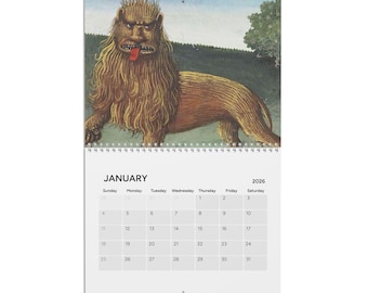 Medieval Lions Wall Calendar 2026 | Funny Medieval Animal Art | Bestiary Lion Illustrations | Gothic History Gift