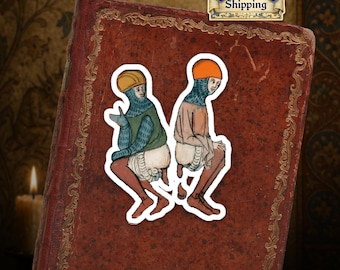 Ships from EU - Funny Medieval Knight Vinyl Kiss-Cut Sticker - Weird Historical Art - Quirky Laptop Sticker