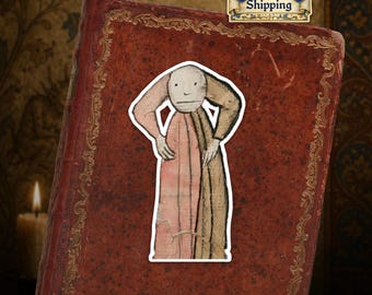 Ships from EU - Medieval Sassy Figure Sticker - Weird Marginalia Art, Funny Gothic Manuscript Character, Quirky Laptop or Journal Sticker