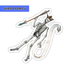 EUから発送 - 中世ステッカー スケルトン戦士 キスカットビニールステッカー ゴシック歴史愛好家