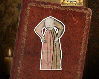 Ships from USA - Medieval Sassy Figure Sticker - Weird Marginalia Art, Funny Gothic Manuscript Character, Quirky Laptop or Journal Sticker