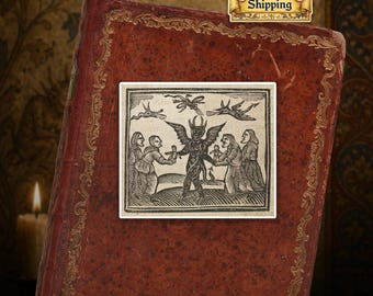 Ships from USA - Witches Dancing with the Devil Kiss-Cut Sticker - Vintage Occult Woodcut Art - Gothic Witchcraft Vinyl Sticker