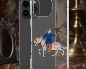 Falcon Rider - Medieval Knight on Horseback Phone Case - Illuminated Manuscript Art - Unique Historical Gift