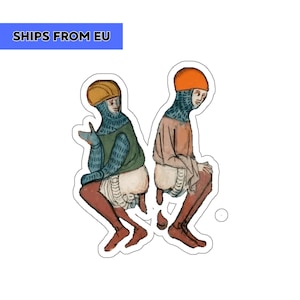 EUから発送 - 面白い中世の騎士のビニールキスカットステッカー - 奇妙な歴史的アート - 風変わりなラップトップステッカー
