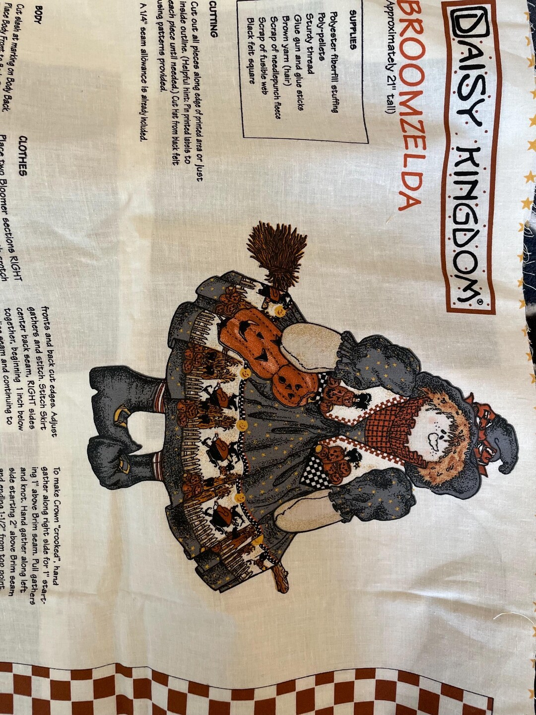 Daisy Kingdom Fabric Panel Broomzelda 21" Halloween Doll Cut & Sew