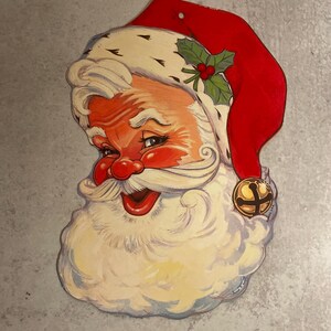 Papai Noel Die Cut Vintage Eureka Natal feriado dois lados felpudo vermelho