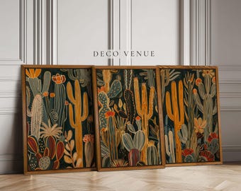 Mexikanischer Kaktus 3er Set Gerahmte Wand Kunst Drucke Floral Botanischer Kaktus Wandkunst Mexikanischer Kaktus Poster Texas Arizona Reise Mid Century Dekor