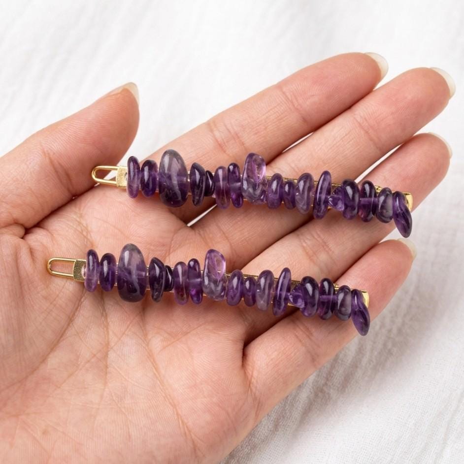 Purple Stone Barrette - Etsy display picture 2