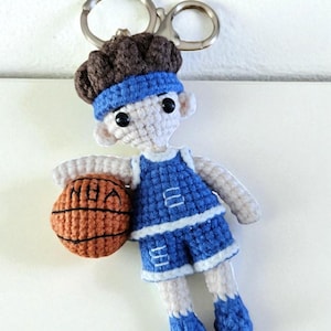 Basketball Keychain –  Crochet  Sports Keyring , Plush Coach Gift ,  NBA Fan Keychain , Cute Bag Charm for Boys or Men