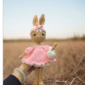 Crochet Bunny Doll - Stuffed Rabbit Toy , Baby Shower Gift , Newborn Girl Present , Plush Bunny for Nursery Decor