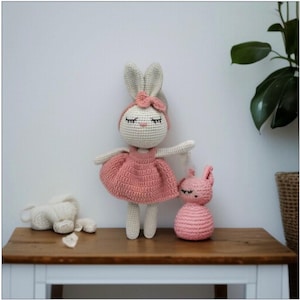 Crochet Bunny Doll – Soft Plush Rabbit Toy, Stuffed Animal for Kids, Baby Shower Gift, Easter Bunny Plush, Nursery Room Decor, Cute Bunny
