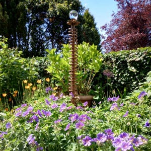 Large Copper Electroculture Antenna | 1.6m Handmade UK Garden Energy Coil with Bird Feeder & Crystal Ball Option