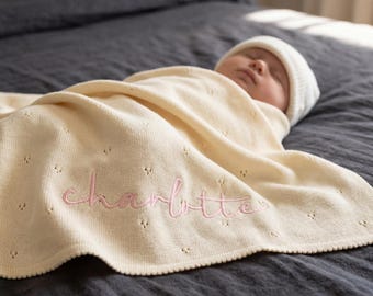 Personalized Baby Blanket | Embroidered Kid's Blanket |Unique Newborn Blanket I Custom Baby Name Blanket | Handmade gift |