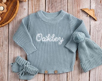 Combi-short prénom personnalisé pour bébé - prénom brodé en grosse maille