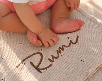 Couverture personnalisée pour bébé | Couverture brodée pour enfant | Couverture unique pour nouveau-né I Couverture personnalisée avec prénom de bébé | Cadeau fait main | emmailloter nouveau-né