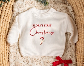 Pull de Noël brodé pour bébé - pull au prénom de bébé - cadeau de Noël pour les enfants