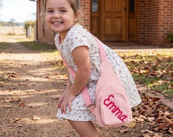 Nom personnalisé pour tout-petit - Mini sac pour enfant en velours côtelé doux - Cadeau personnalisé pour tout-petit pour filles et garçons - Adorable accessoire quotidien pour enfants