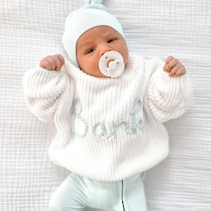 Personalized Name - Hand-Knitted Announcement Jumper - Newborn Gift 4.7 (152) By ElementaryLifeDesign Made by ElementaryLifeDesign Shop owned by RONG 1 year on Etsy