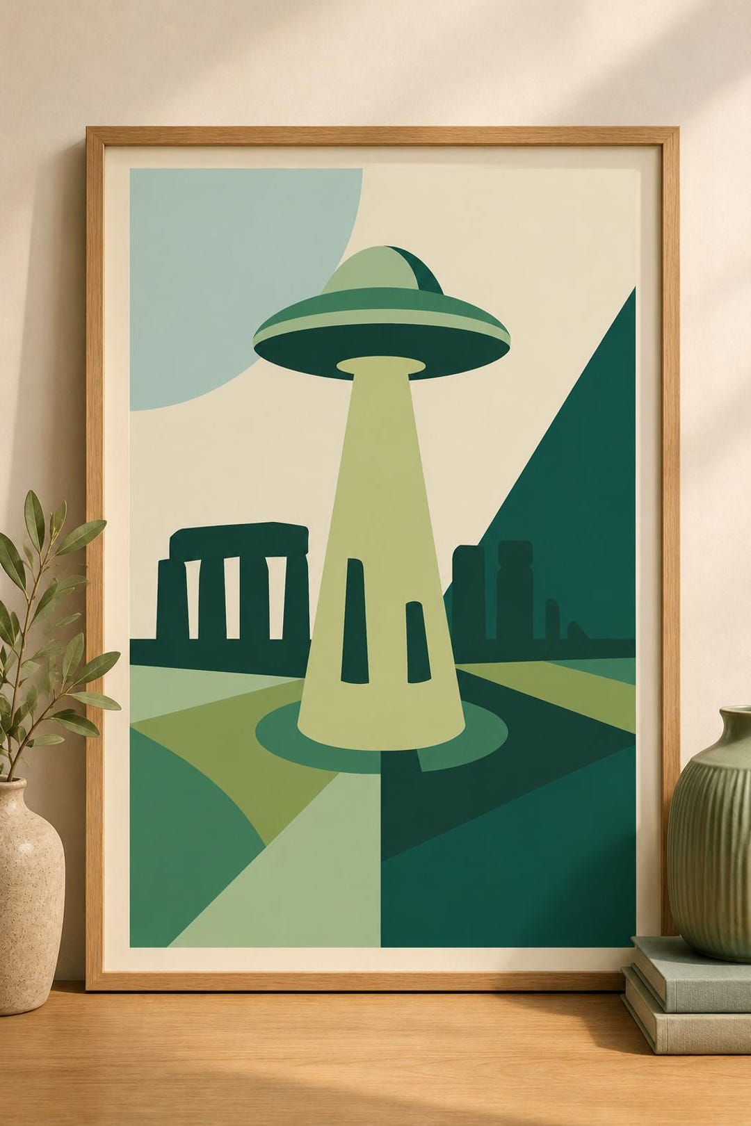 Stonehenge UFO Art Print, Retro Sci Fi Wall Art, Mid Century Modern ...