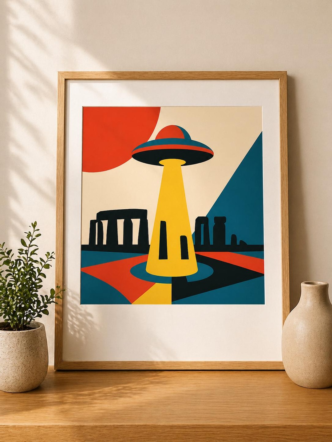 Stonehenge UFO Art Print, Retro Sci Fi Wall Art, Mid Century Modern ...