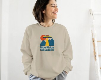 Blue Ridge Mountains Sweatshirt, Retro UFO Graphic Pullover