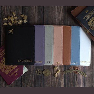 Personalized Passport Case, Personalised Leather Passport Cover, Custom Passport Holder, Engraved Passport Wallet, Monogram Gift for Him Her