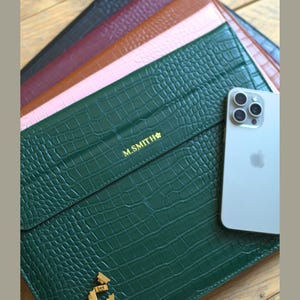 Personalised Laptop Sleeve, Custom Leather Laptop Case, Compatible with Macbook, Personalized Laptop Stand Cover, Secure Slim 13 15 inch image 2