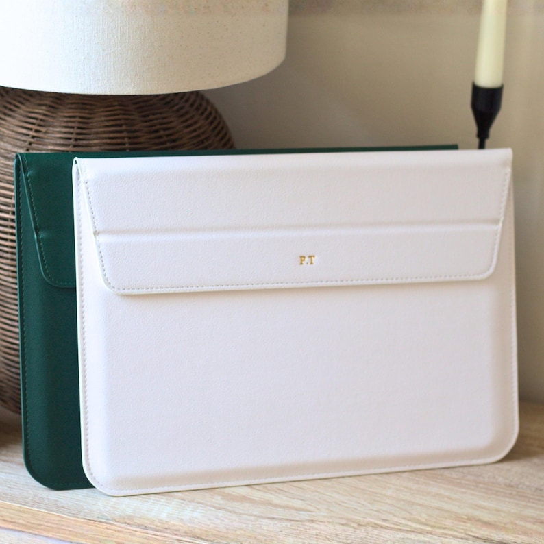 Personalised Laptop Sleeve, Custom Leather Laptop Case, Compatible with Macbook, Personalized Laptop Stand Cover, Secure Slim 13 15 inch image 12