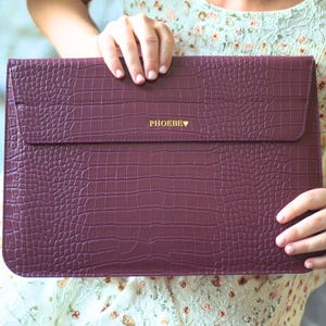 Personalised Laptop Sleeve, Custom Leather Laptop Case, Compatible with Macbook, Personalized Laptop Stand Cover, Secure Slim 13 15 inch image 4