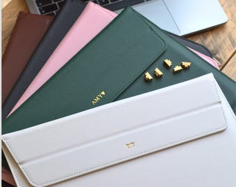 Personalised MacBook Sleeve 13, 15 Inch, Leather Laptop Sleeve for Students, Work, Travel Cute Aesthetic Laptop Case