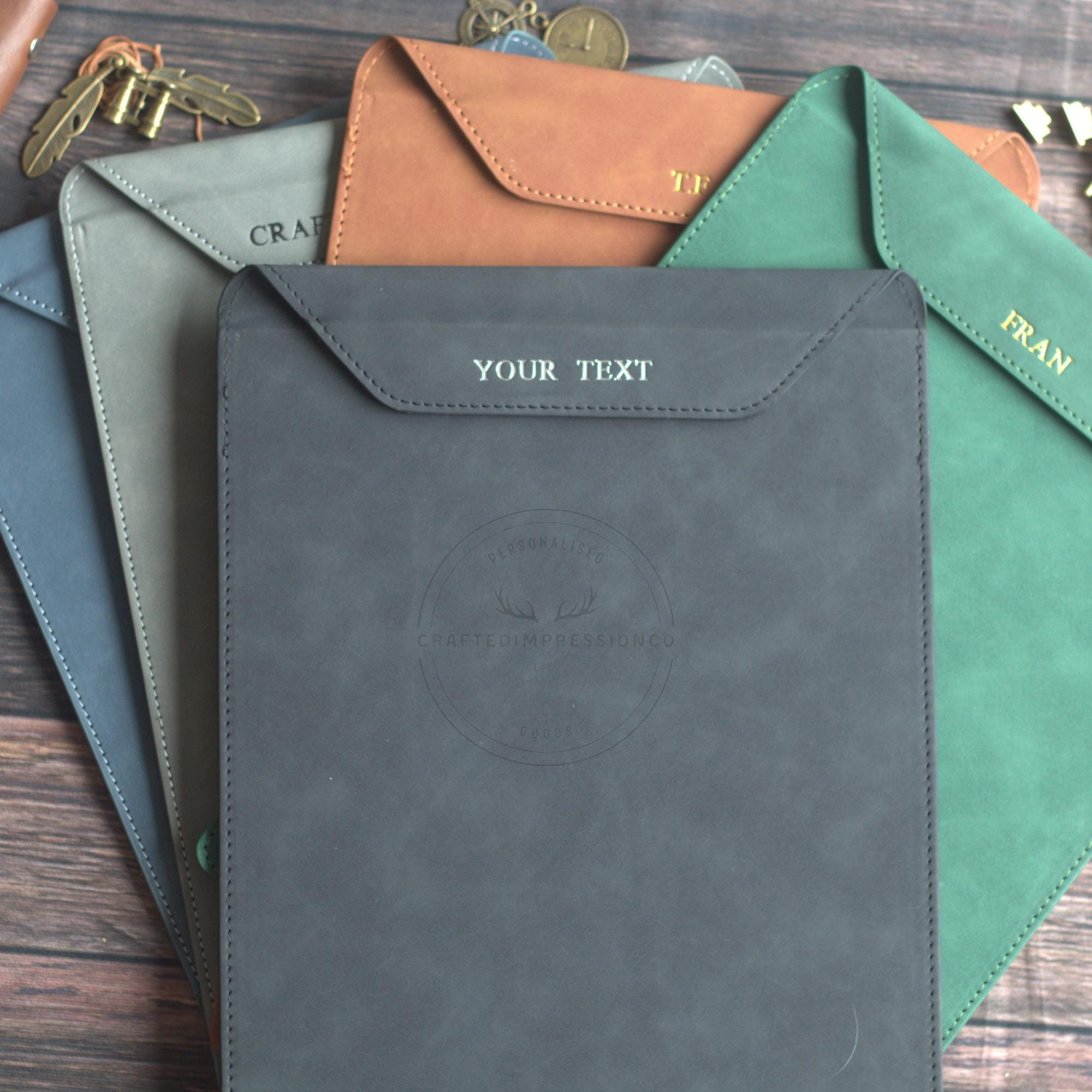 Personalized Notepad, Custom Embossed A4 Clipboard for Office, Personalised Leather Clipboard for Business Teacher, Business Name Initial