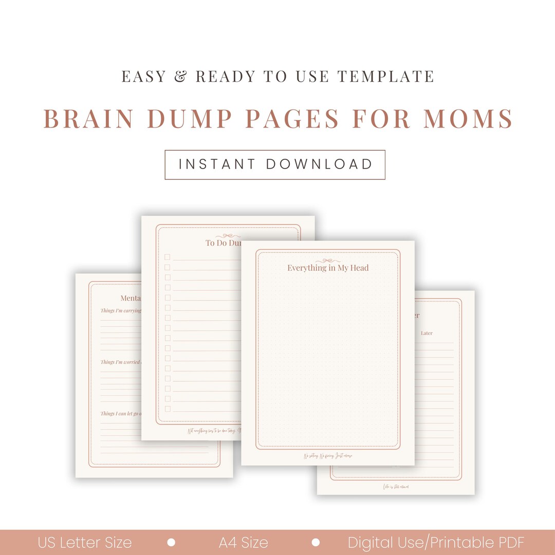 Printable Brain Dump Pages for Moms, Mental Load Relief, Gentle ...