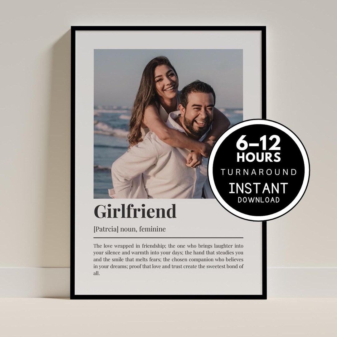 Girlfriend Definition Poster, Custom Photo Print, Romantic Couple Gift ...