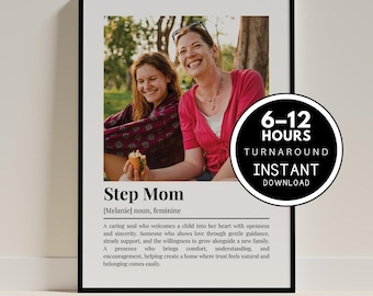 Step Mom Definition Poster, Personalized Family Photo Print, Blended Family Gift, Meaningful Wall Art, Mother's Day Gift, Digital Download