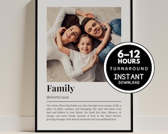 Family Definition Print, Personalized Family Photo Gift, Custom Family Poster, Family Wall Art, Digital Download