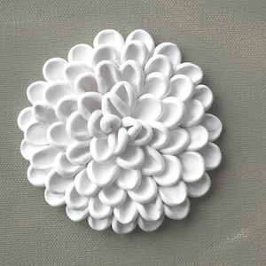 Dimensional Flower Wall Sculpture - White Clay Modern Minimalist Wall Hanging - Unique Gift for Her