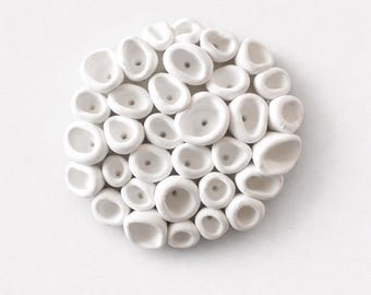Scultura da parete con texture marine - Decorazione da parete in argilla bianca con effetto oceano costiero, decorazione per casa sulla spiaggia, 8 cm
