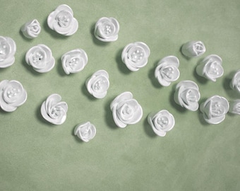 Geparelde roos bloemsculpturen aan de muur: kunstdecor voor slaapkamer of woonkamer, 5 stuks