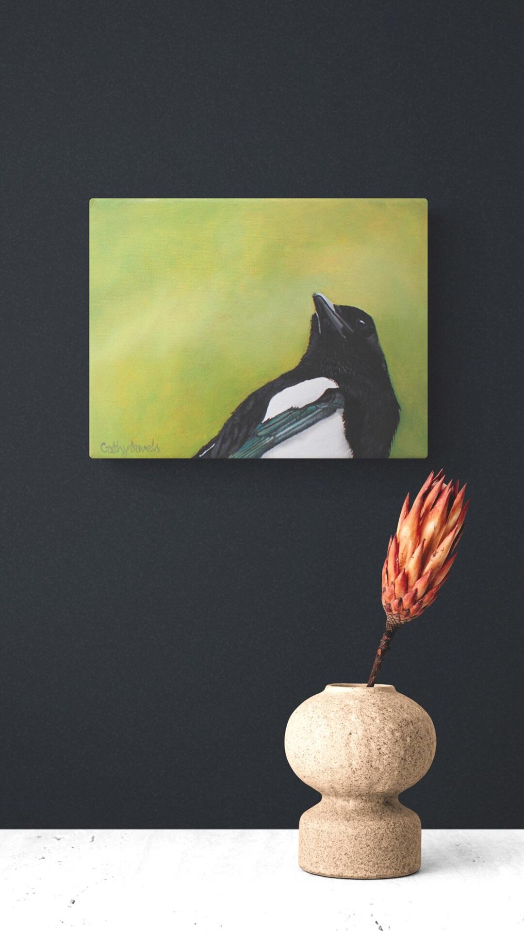 Magpie Art - Magpie Bird Good Luck Garden Wildlife Painting Decor Gift ...