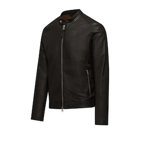 Chaqueta bomber de cuero para hombre, chaqueta de cuero de oveja negra, chaqueta de moda para hombre, chaqueta de cuero de cartero para hombre