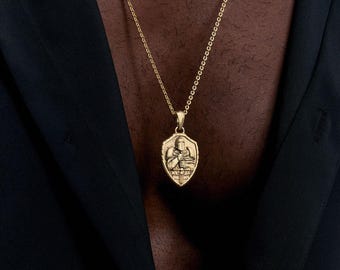 Sterling Silver Crusader Knight Medallion Necklace: Warrior Jewelry