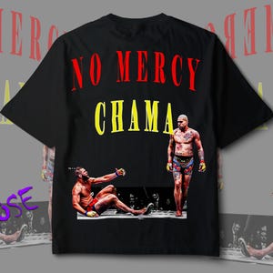 アレックス・ペレイラ MMA グラフィック T シャツ：ノー・マーシー・エディション、オーバーサイズ コットン T シャツ